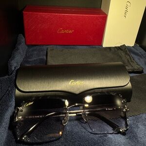 Cartier Black and Silver Sunglasses